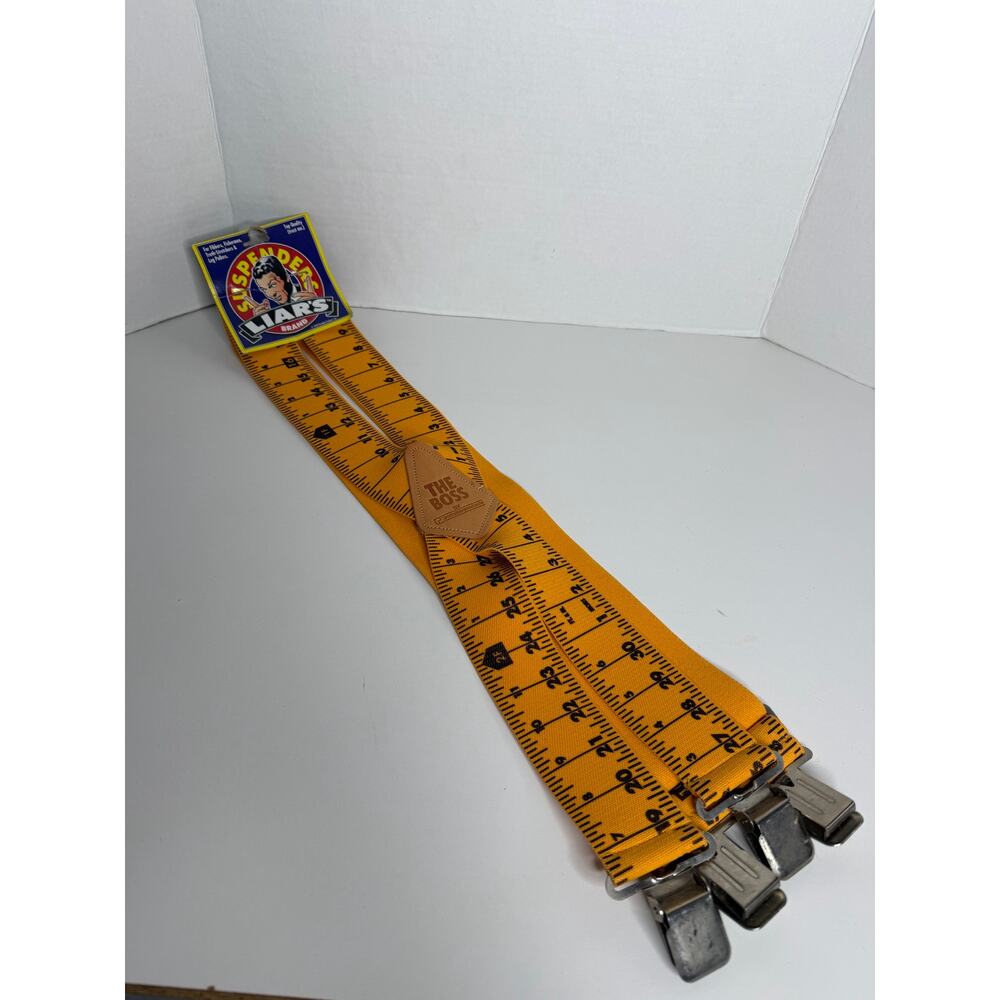 Vintage 90s 1993 Ruler Measuring Suspenders Tape Liars Worldwide Sourcing